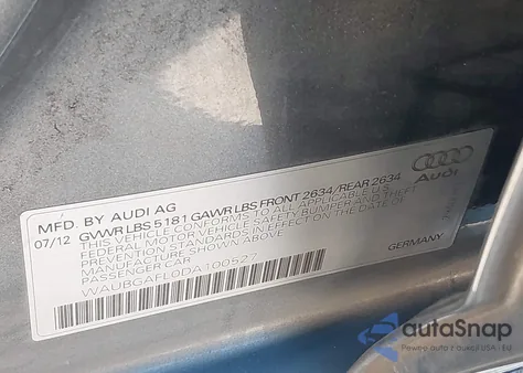 2013 Audi S4 3.0T Premium Plus z USA, uszkodzony, nr VIN WAUBGAFL0DA100527